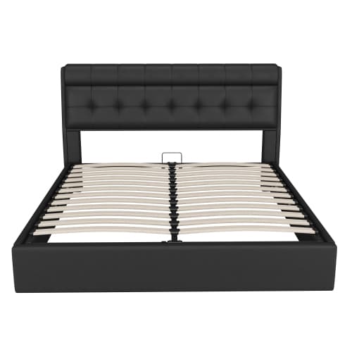 Upholstered Ottoman Bed with Hydraulic Storage & Headboard Compartment (4ft6 Double) - image 12