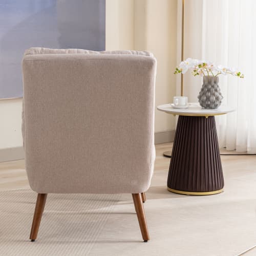 Relaxing Lounge Chair with Footstool and Side Pockets in Beige - image 4