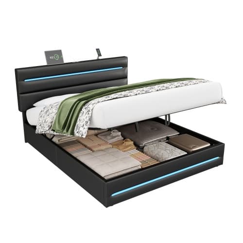 Smart King Size Ottoman Bed with LEDs, USB & Hydraulic Storage - image 3