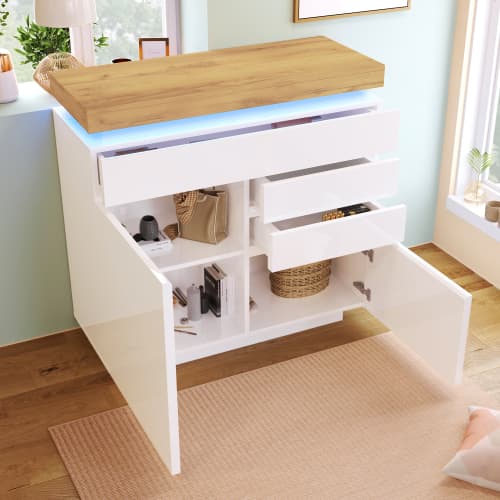 Modern High Gloss Sideboard with App-Controlled LED Lighting - image 15