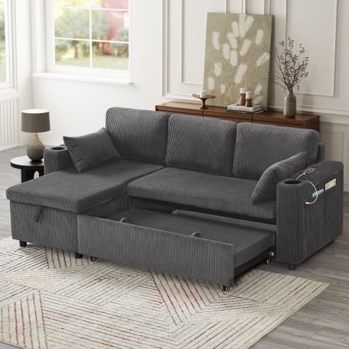 Transform Your Space with this Grey Corduroy Corner Sofa Bed - image 18