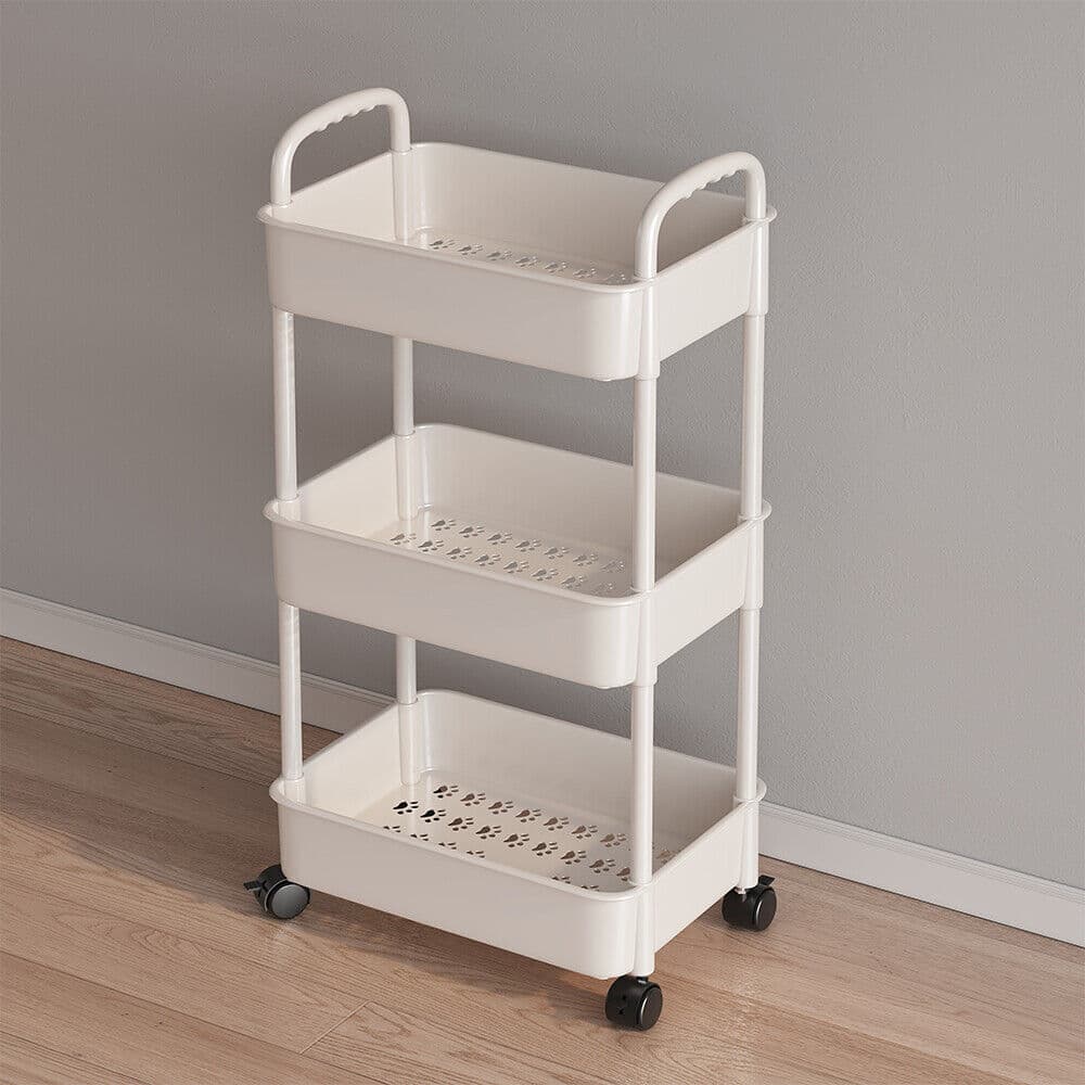 Three-Tier Rolling Storage Trolley in White Plastic - image 7