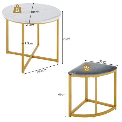 Modern Round Dining Set with Marble Effect Top & 4 Stools - image 33