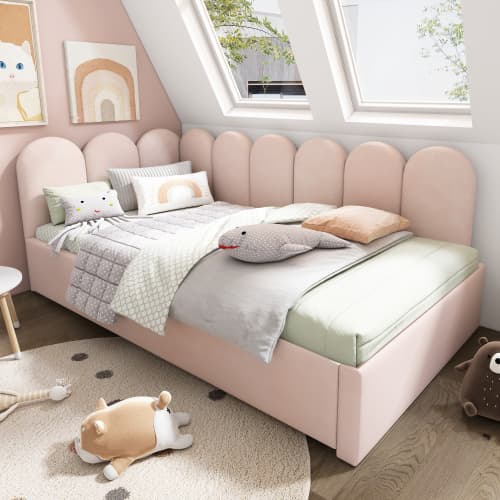 Upholstered Daybed in Pink Velvet with Pull-Out Guest Bed - image 13