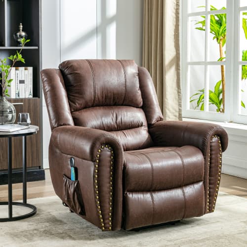 Large Faux Leather Power Lift Recliner with Massage & Heat - image 11