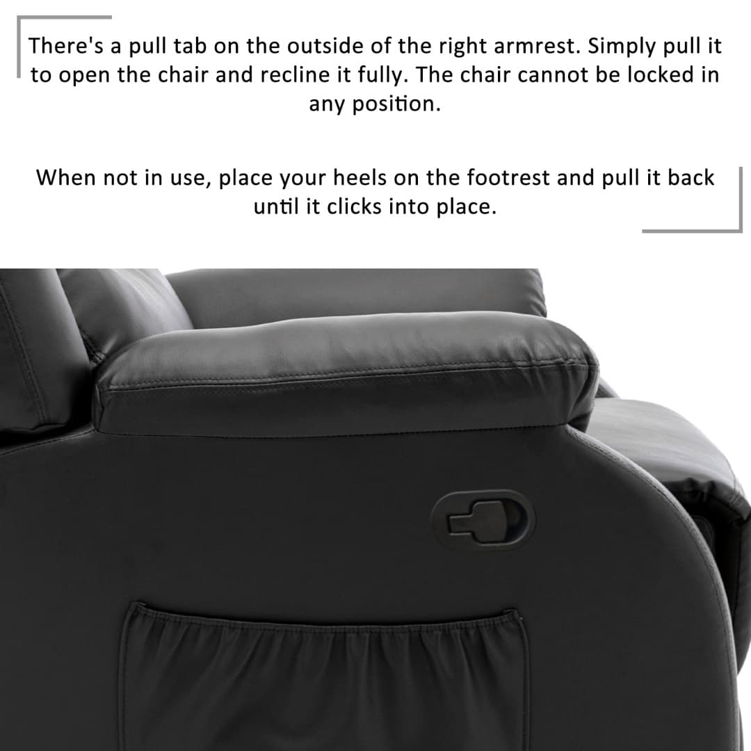 Adjustable Recliner Armchair in Black PU Leather - image 12