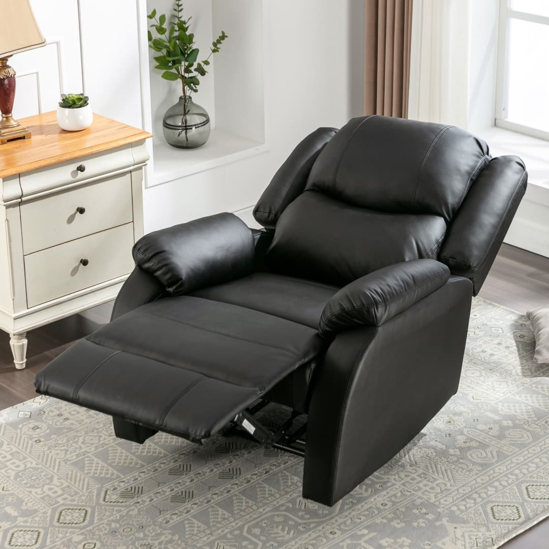 Adjustable Recliner Armchair in Black PU Leather - image 2