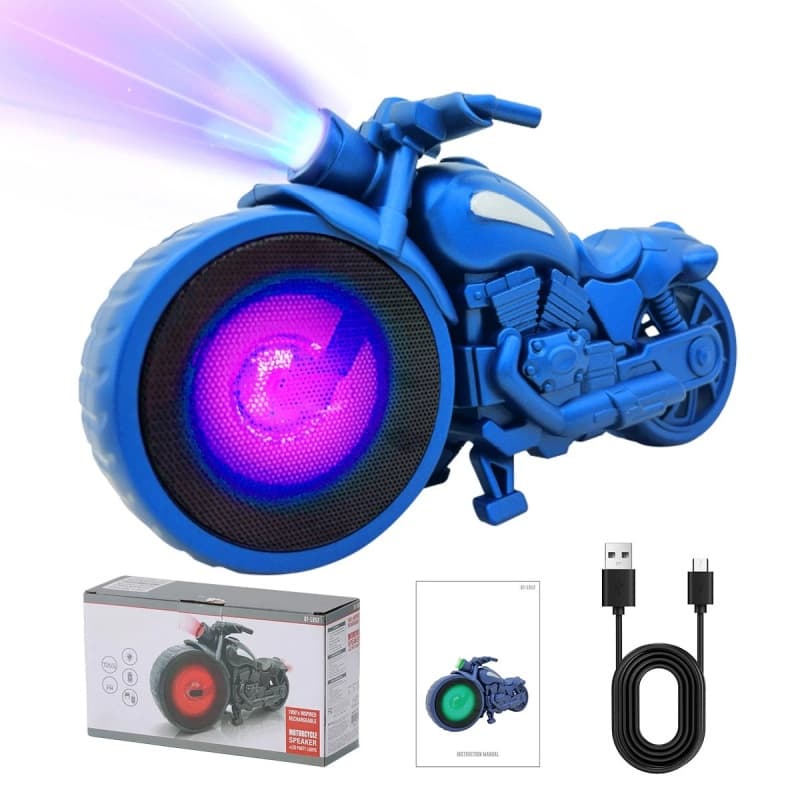 Vintage Motorcycle Bluetooth Speaker with LED & FM Radio - image 15