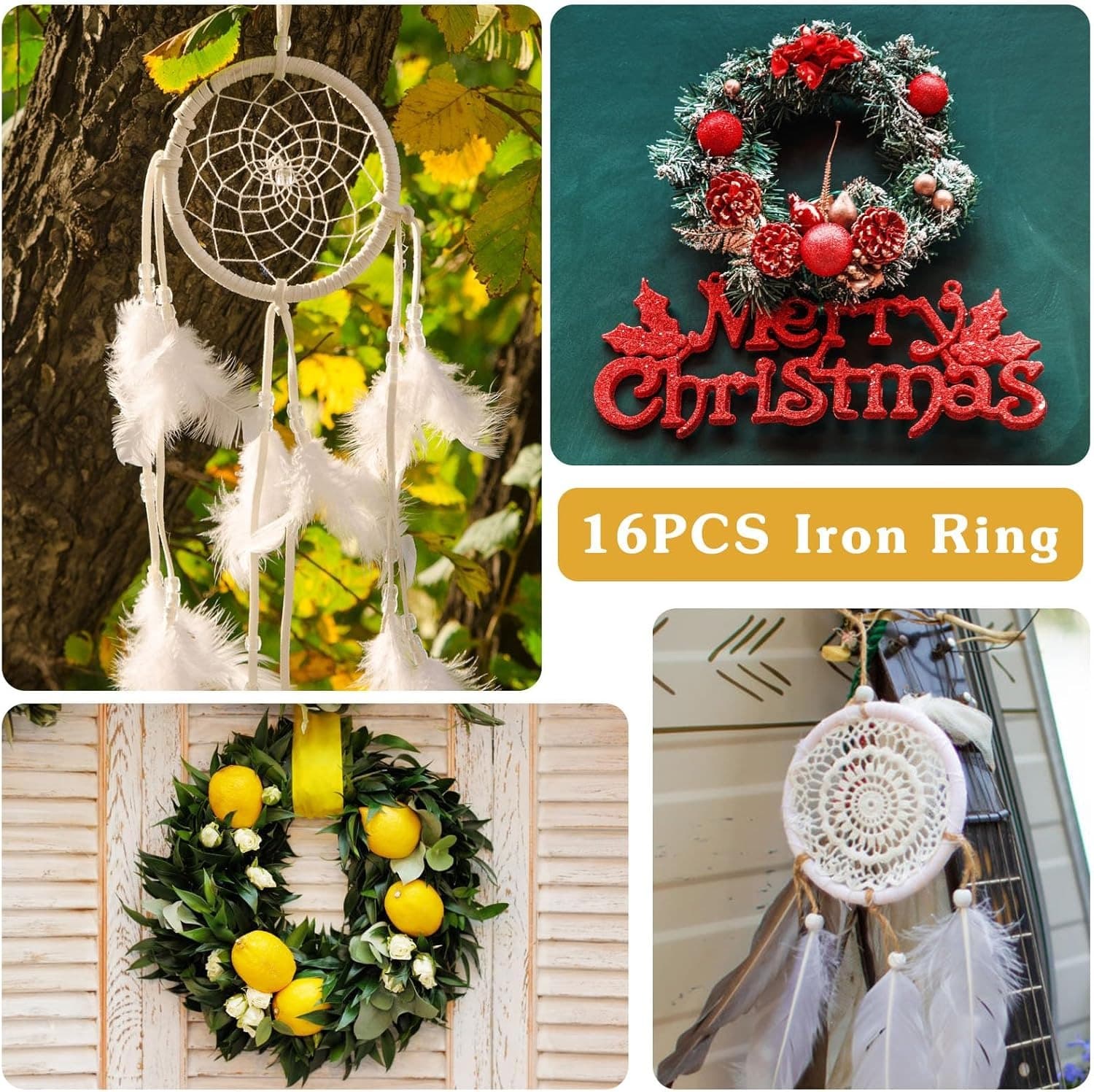 16-Pack Gold Wire Rings for Wreaths and Macramé - image 13