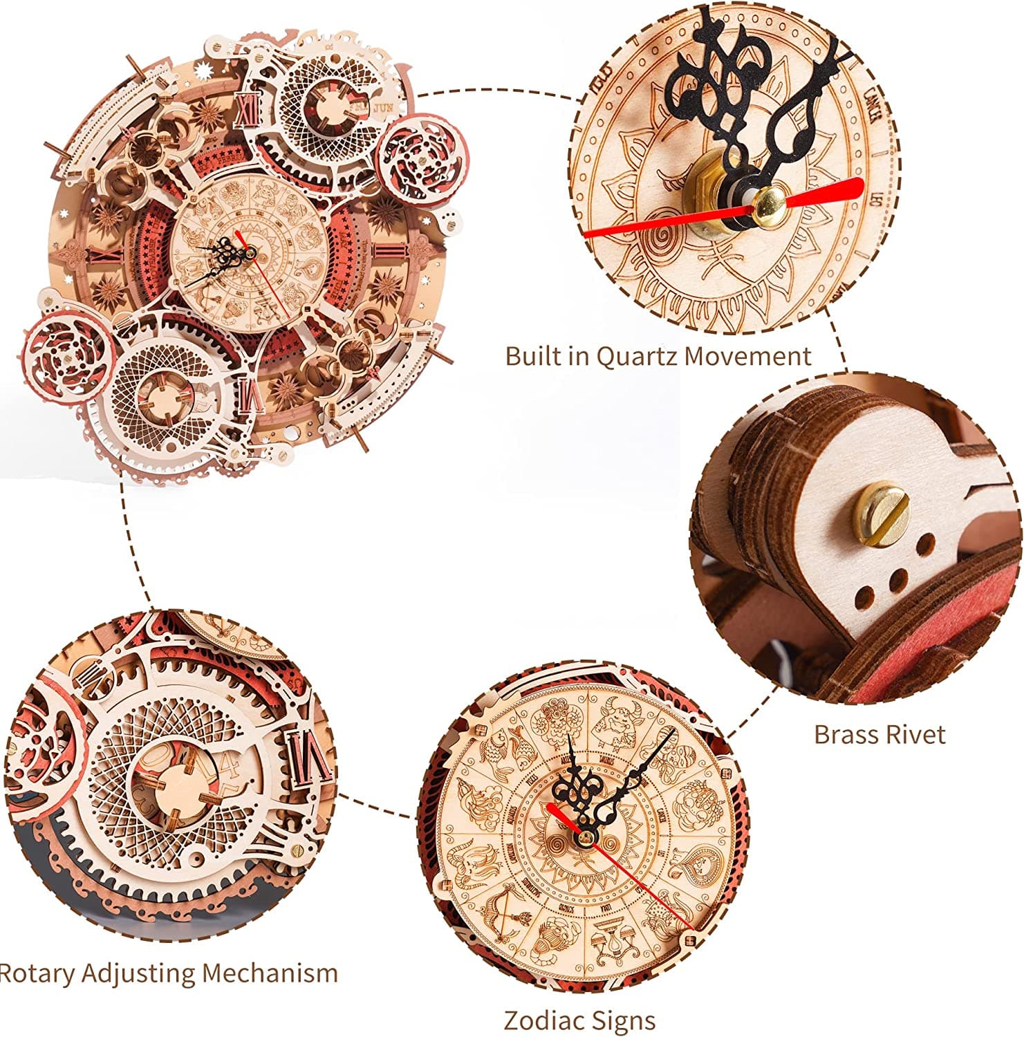 DIY Kit: Wooden Zodiac Wall Clock 3D Puzzle - image 6