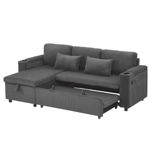 Transform Your Space with this Grey Corduroy Corner Sofa Bed - image 53