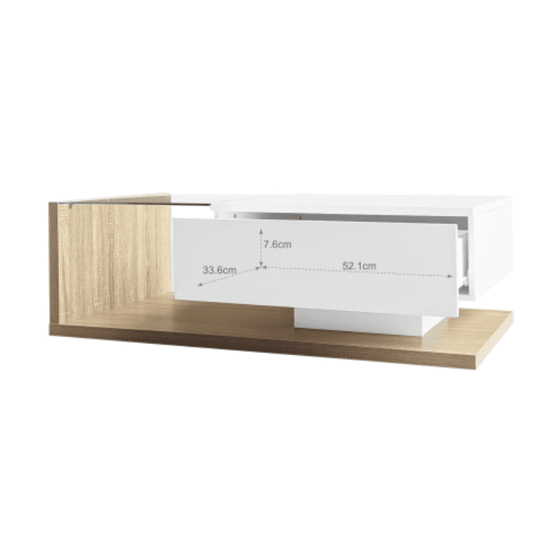 Modern Coffee Table with LED Lights, White High Gloss & Wood Finish - image 10