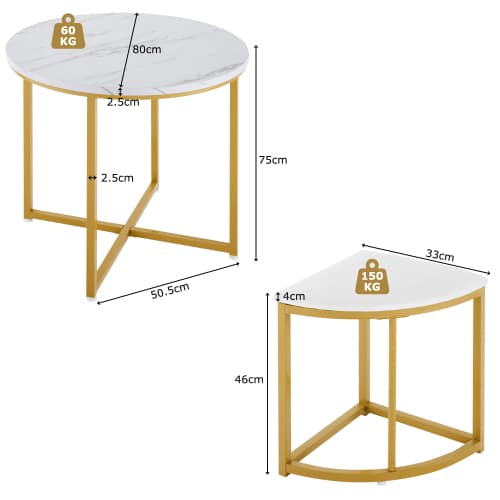 Modern Round Dining Set with Marble Effect Top & 4 Stools - image 34