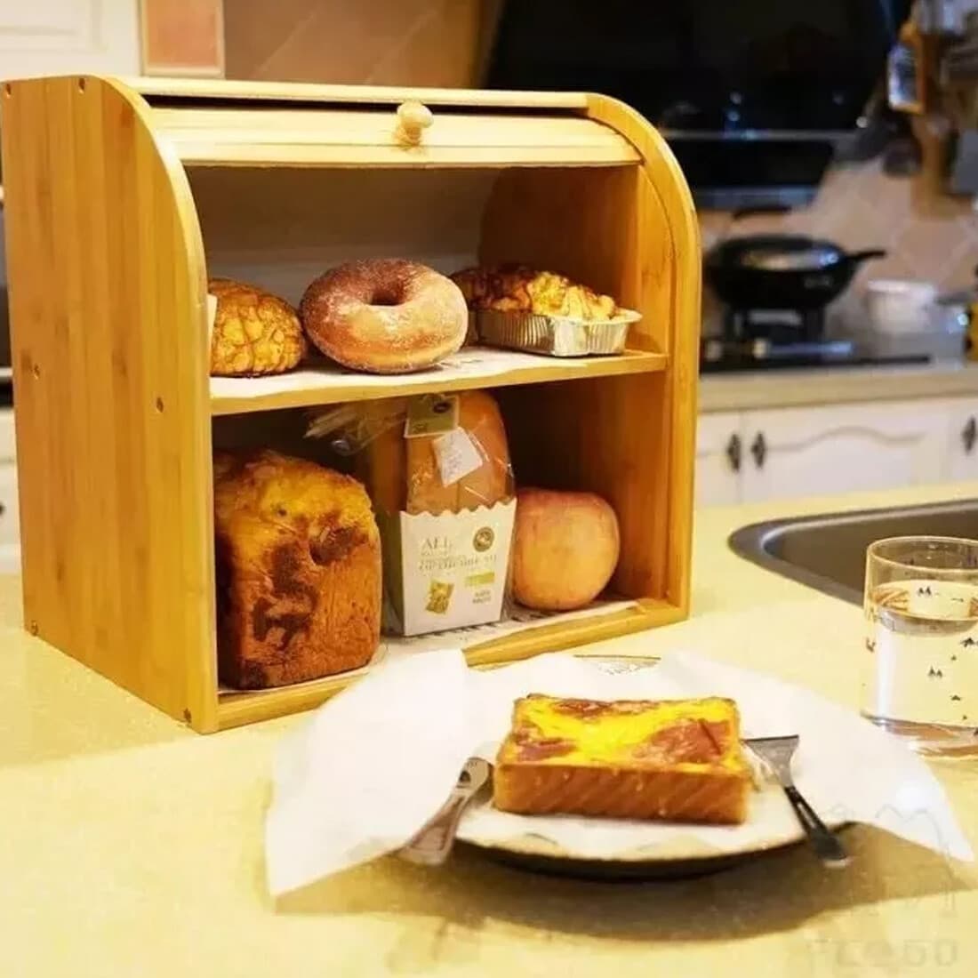 Effortless Kitchen Organisation with the 2-Tier Bamboo Bread Bin - image 2