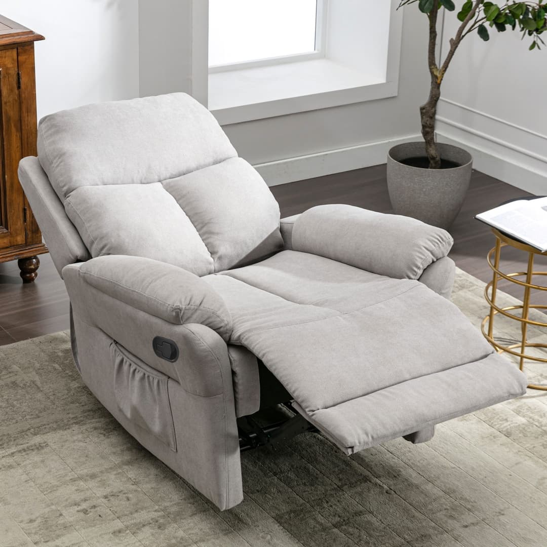 Comfortable Fabric Recliner Armchair with Adjustable Footrest - image 12