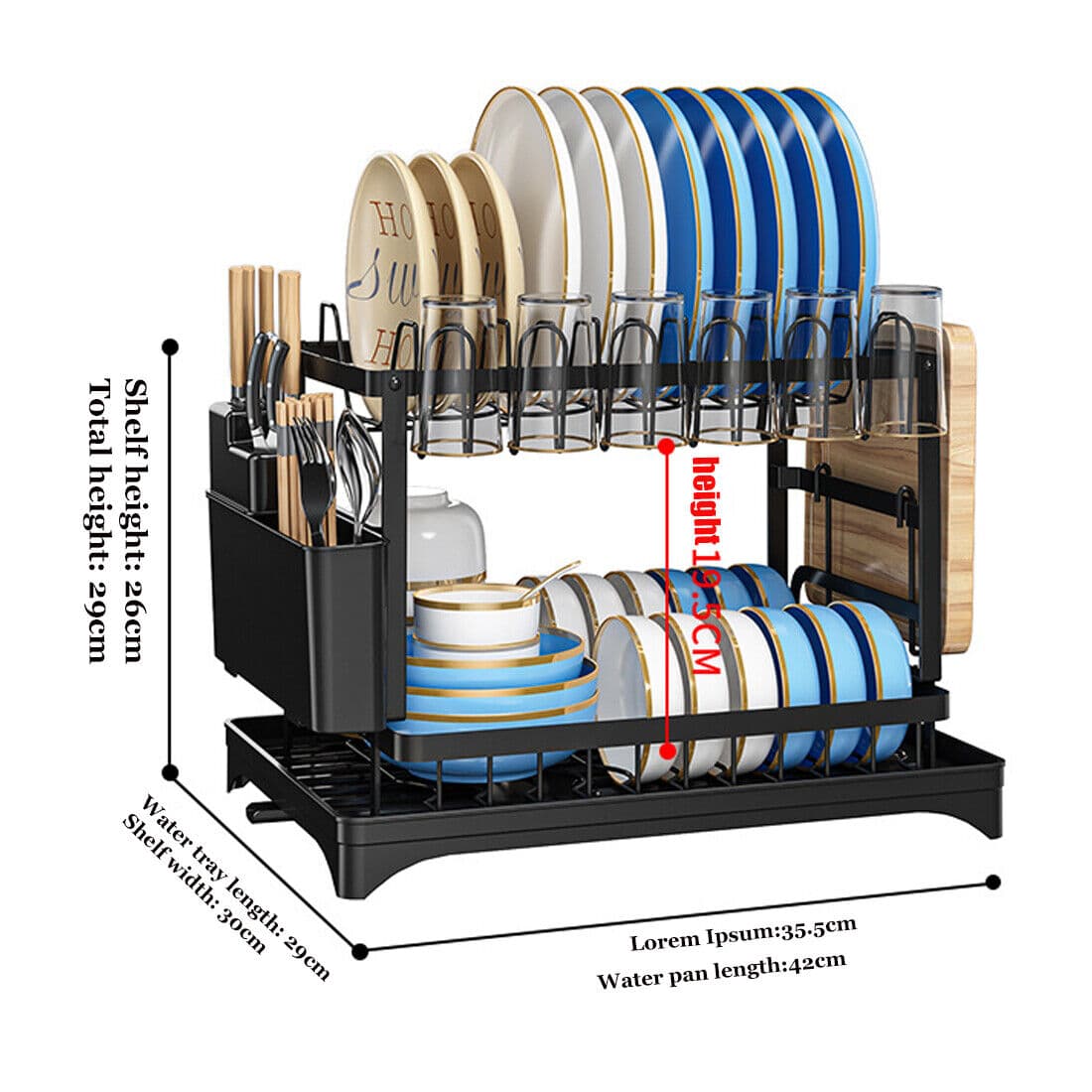 Transform Your Kitchen with this 2-Tier Black Dish Drainer - image 1