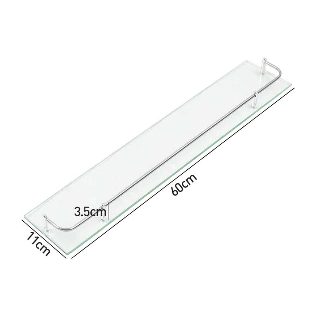 Wall-Mounted Glass Bathroom Shelf & Caddy