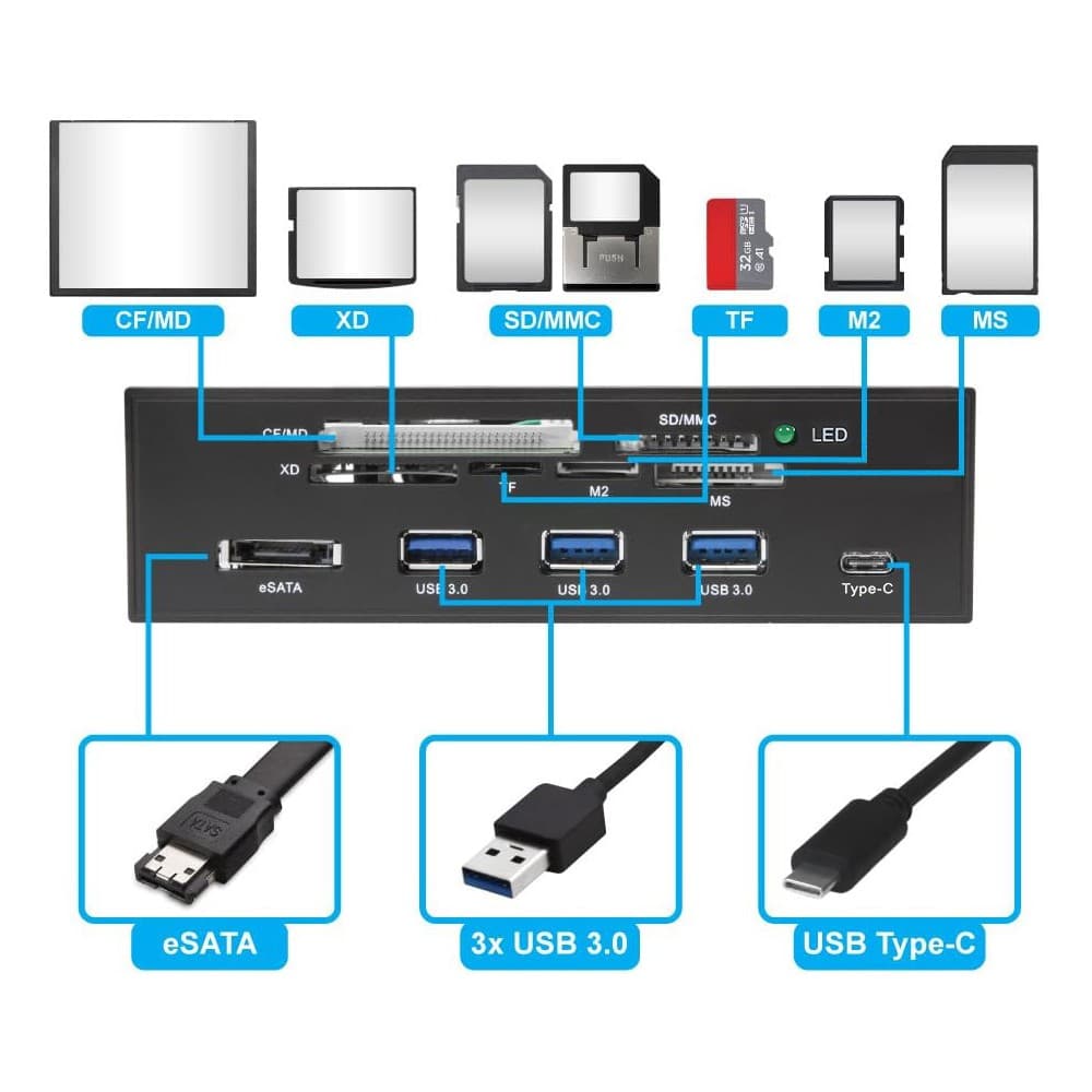 Internal Multi-Card Reader Front Panel with USB 3.0 and eSATA - image 7