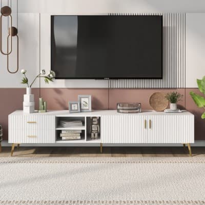 Large White TV Unit for Screens up to 80" (180cm) - White