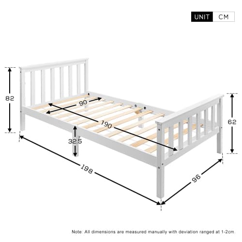 Solid Pine Wood Single Bed in Classic White - image 8