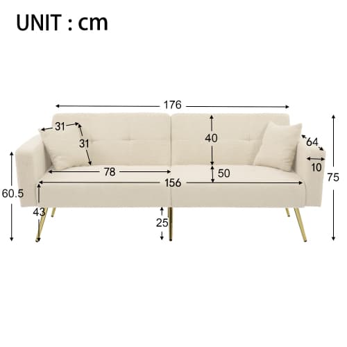 Chic 2 Seater Click Clack Sofa Bed with Side Pockets - image 43