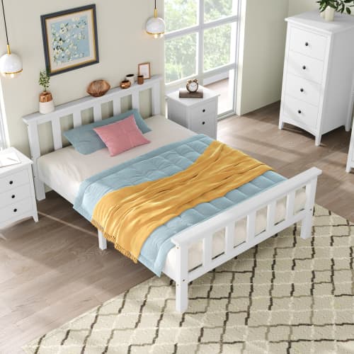 Solid Pine Wood Single Bed in Classic White - image 18