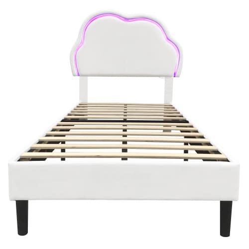 Discover the Cream Velvet Single Bed with LED Cloud Headboard - image 19