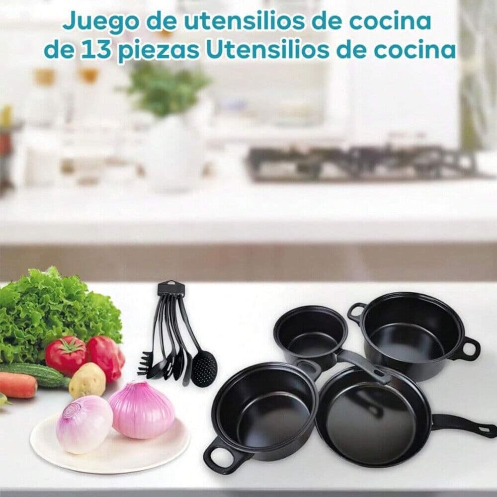 13-Piece Black Non-Stick Cookware Set with Seven Cooking Utensils - image 17