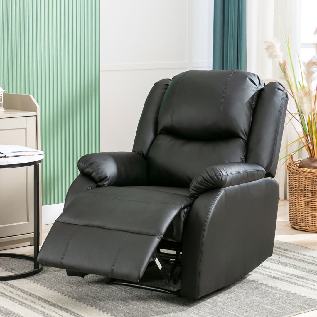 Adjustable Recliner Armchair in Black PU Leather - image 21