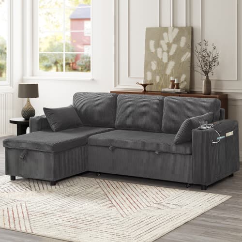 Transform Your Space with this Grey Corduroy Corner Sofa Bed - image 36