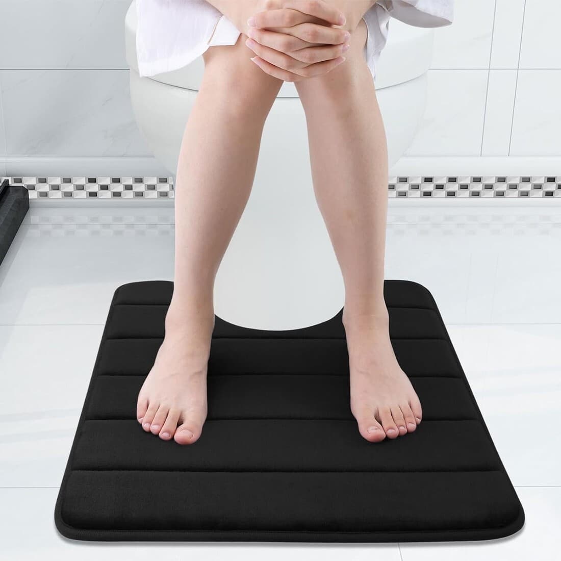 Memory Foam Bath Mat Set — 3-Piece Non-Slip Black Bathroom Rugs - image 16