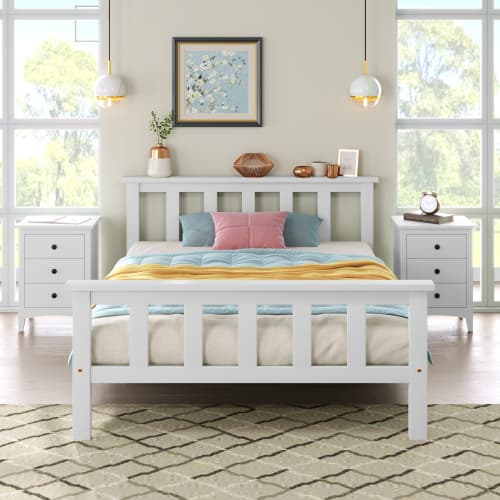 Solid Pine Wood Single Bed in Classic White - image 5