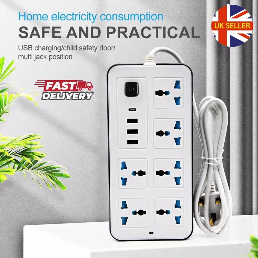 All-in-One Charging Hub with 6 Sockets and Smart USB-C