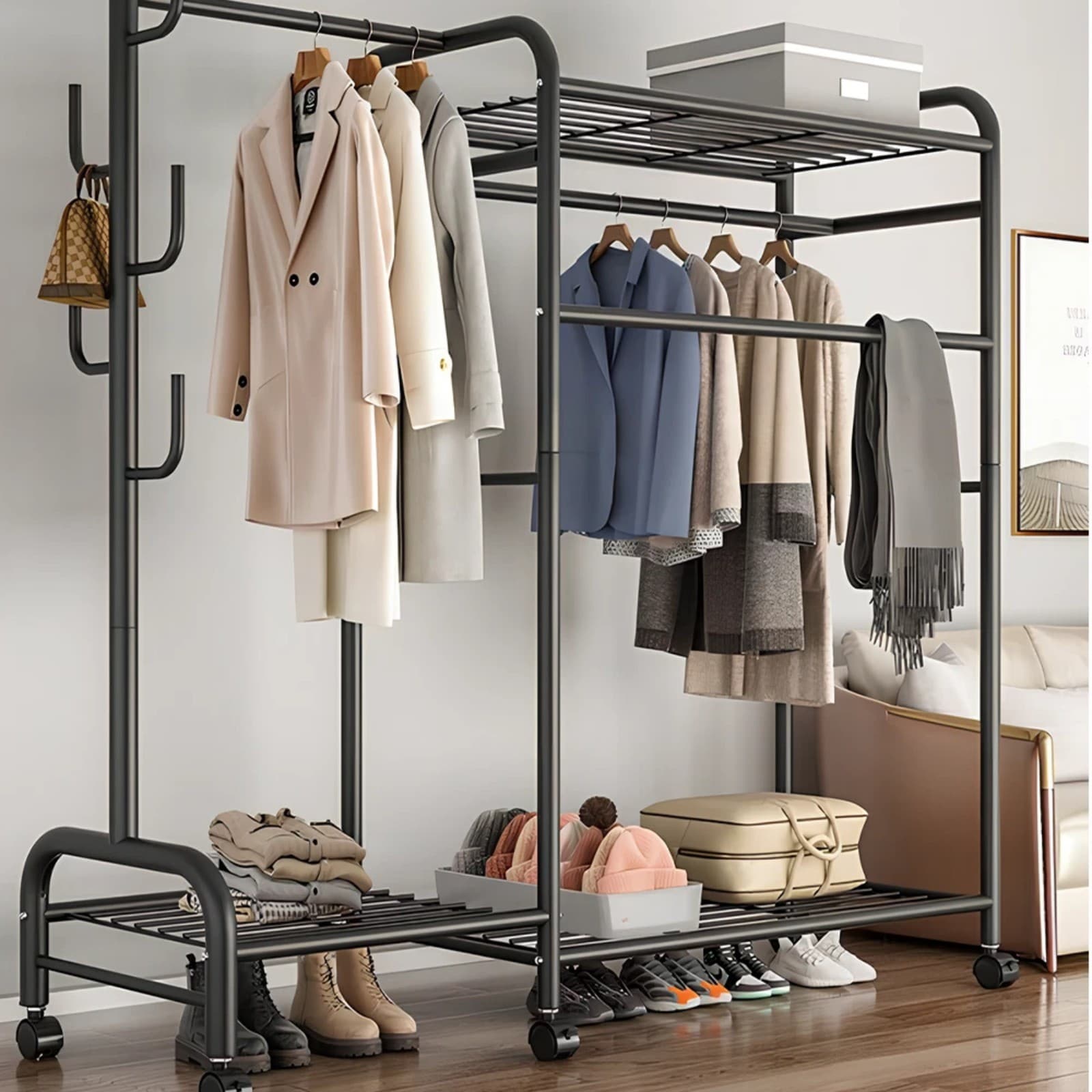 Transform Your Space with this Heavy Duty Double Clothes Rail - 1pcs