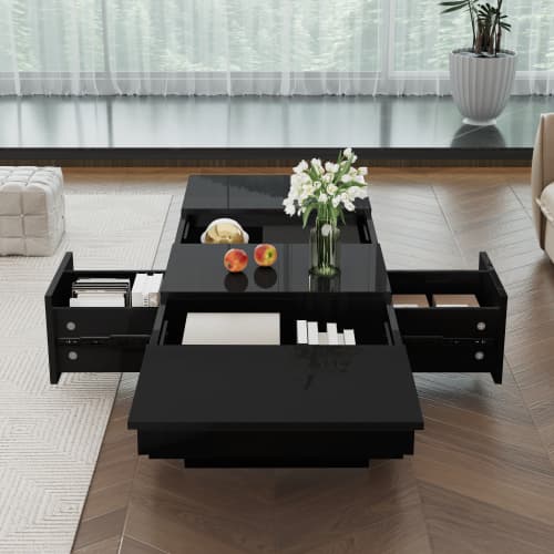 White High Gloss Coffee Table with Hidden Storage - image 6