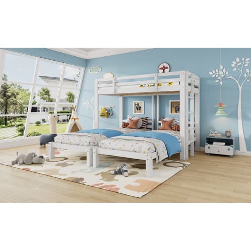 Triple Sleeper Bunk Bed for Kids & Teens - White - image 14