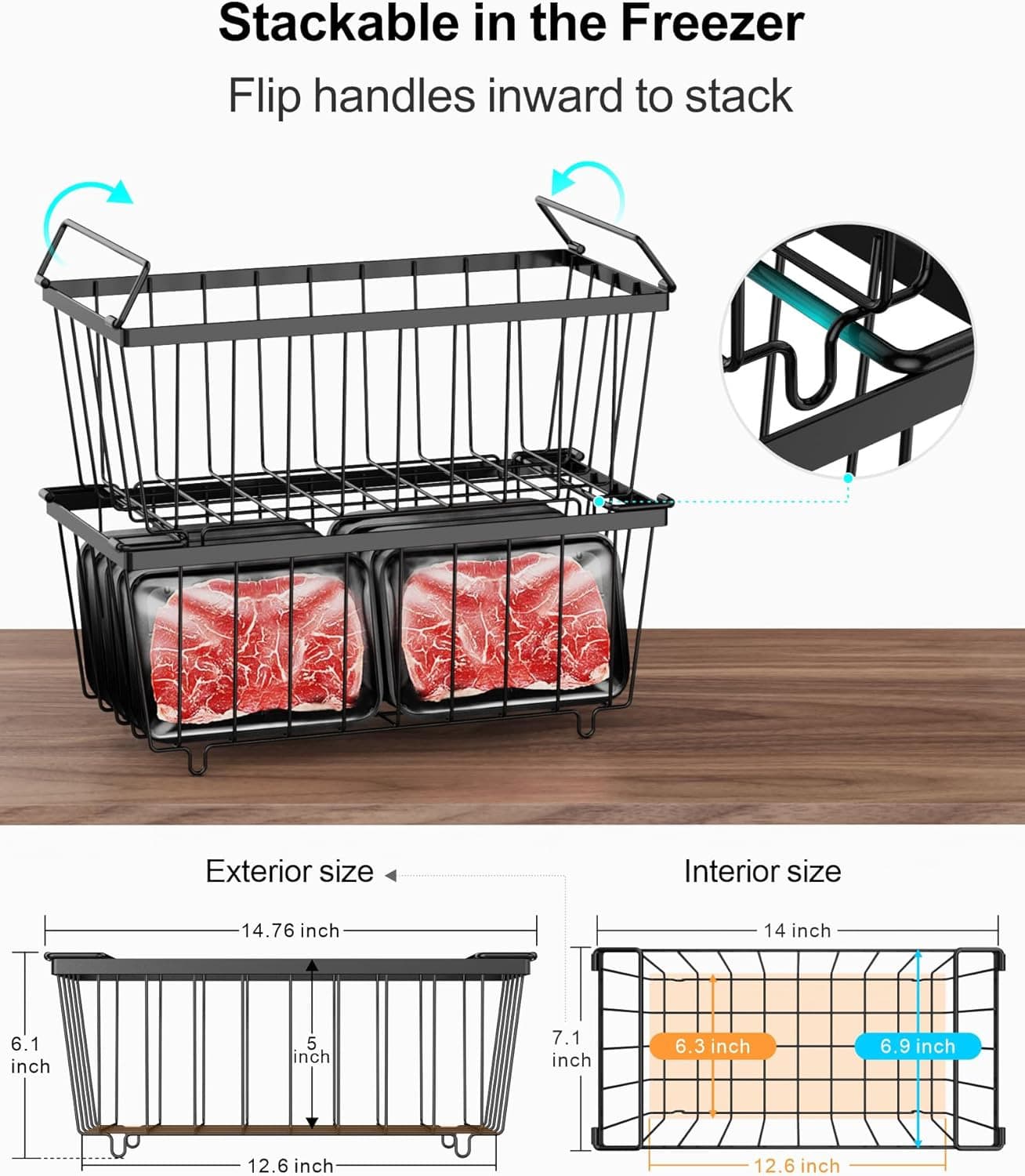 Stackable Organiser Baskets for Chest Freezers & Pantries (4-Pack) - image 3