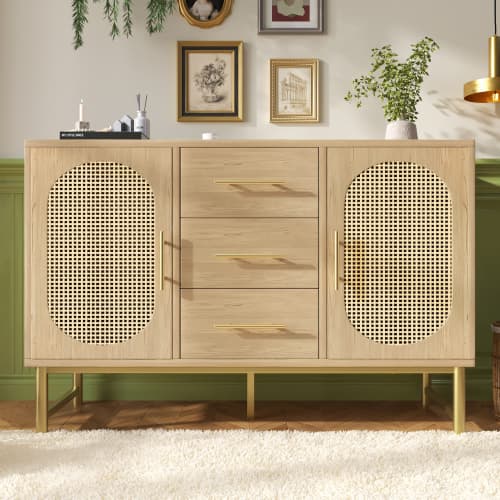 Oak Effect Rattan Sideboard with Ample Storage - image 9
