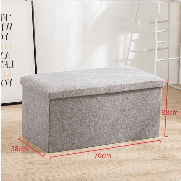 Foldable Grey Storage Ottoman and Bench — 76 cm Wide - image 7