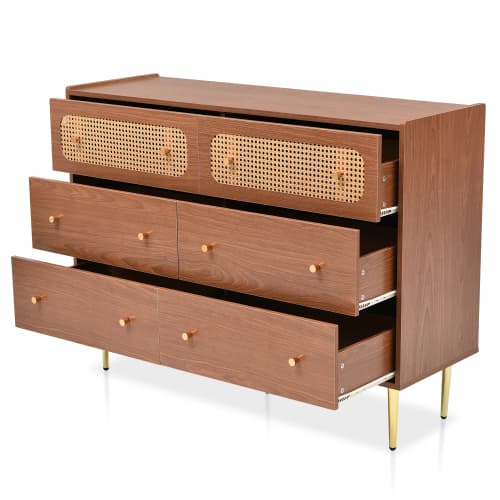 Vintage-Style Sideboard with 6 Rattan-Front Drawers - image 2