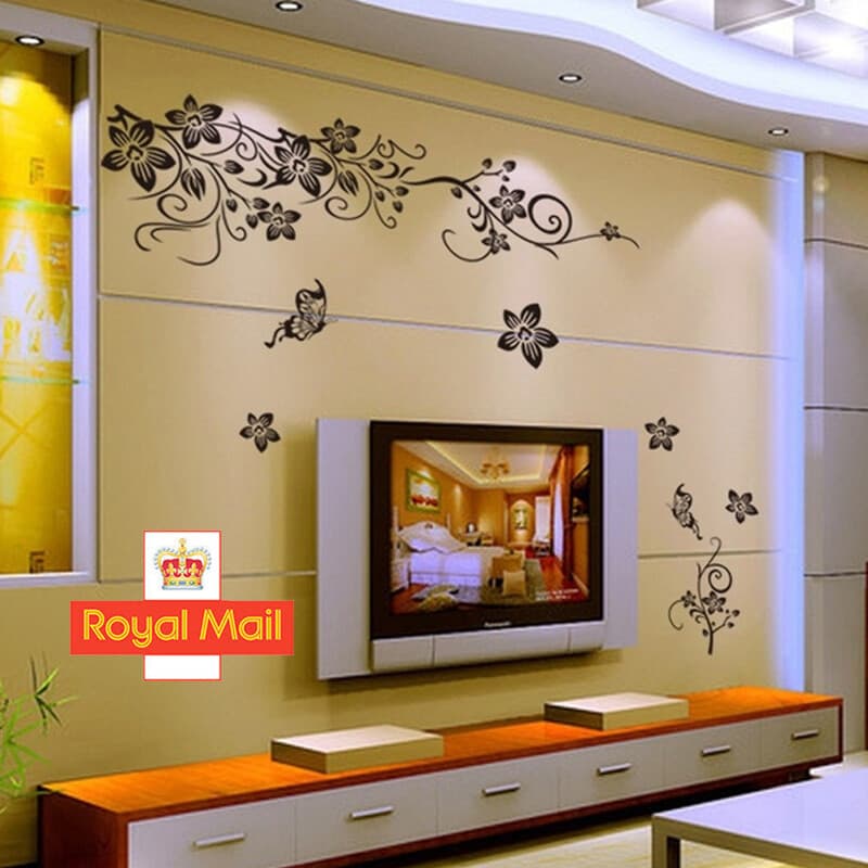 Peel-and-Stick Floral Vine Wall Decal in Charcoal Grey - image 6