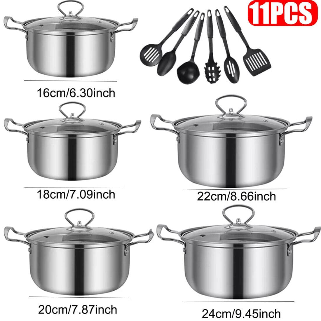 Complete 11-Piece Stainless Steel Pot and Pan Set - image 6