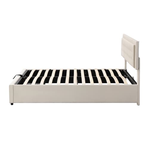 Upholstered King Size Bed with LED Lights and USB Charging Port (5ft) - image 2