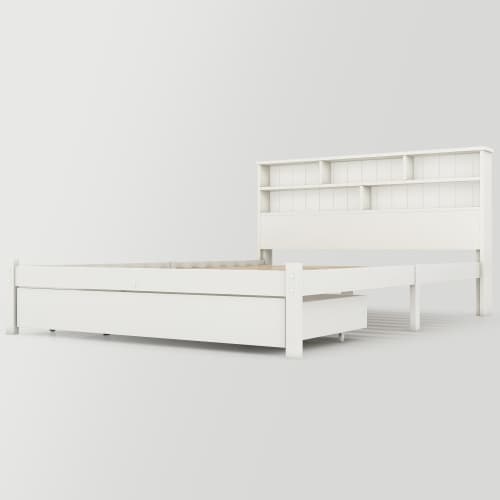 Solid Wood Double Storage Bed with Shelves and Underbed Drawer - image 8