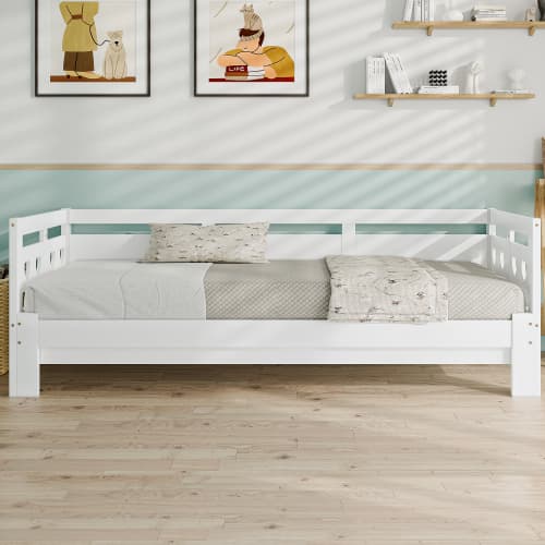Single Wooden Day Bed with Pull-Out Trundle and Heart Design - image 14
