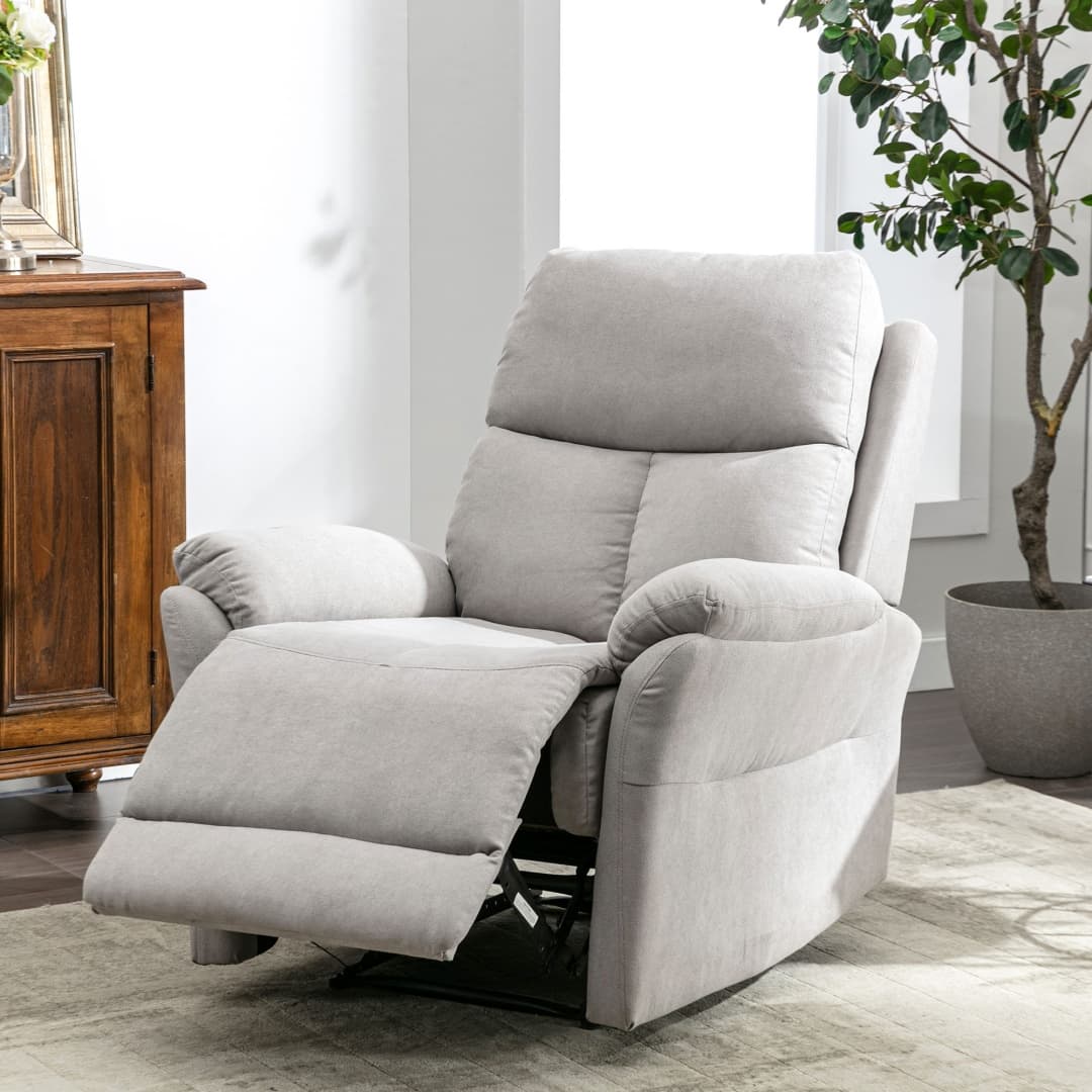 Comfortable Fabric Recliner Armchair with Adjustable Footrest - image 11
