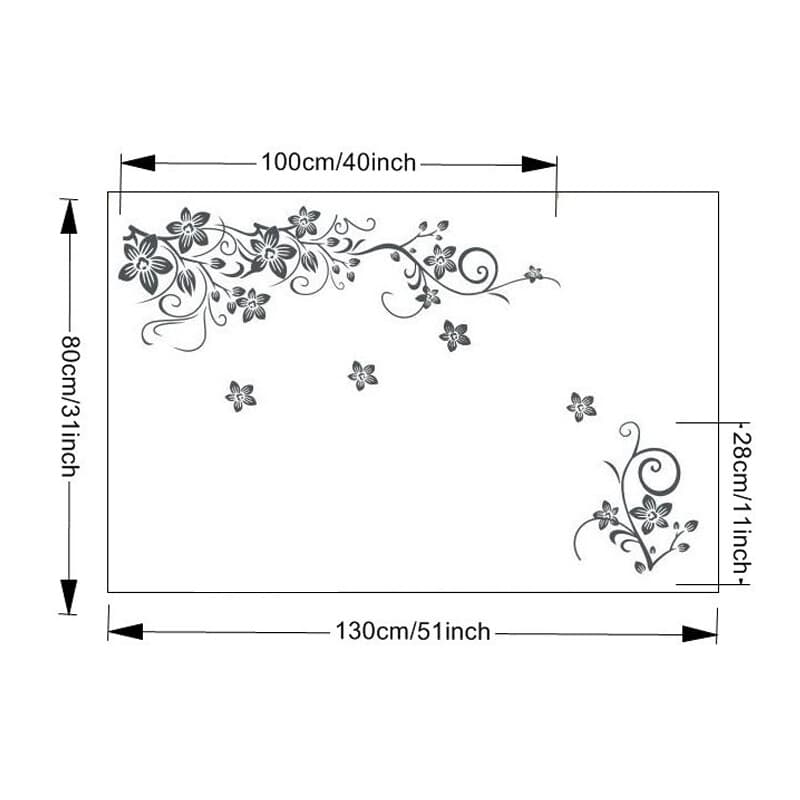 Peel-and-Stick Floral Vine Wall Decal in Charcoal Grey - image 1