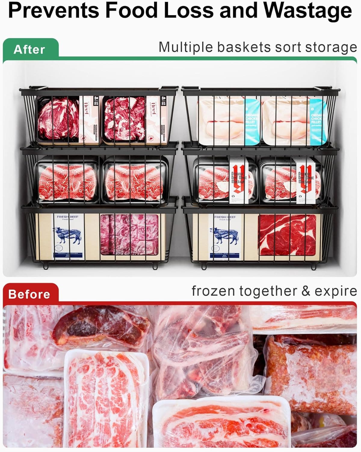 Stackable Organiser Baskets for Chest Freezers & Pantries (4-Pack) - image 6