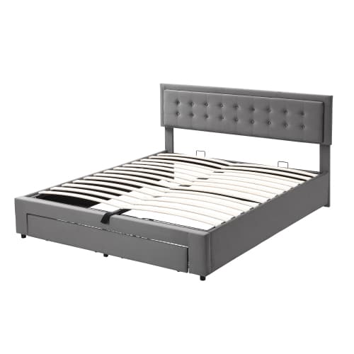 Super King (6ft) Ottoman Bed in Grey Velvet with Storage - image 4