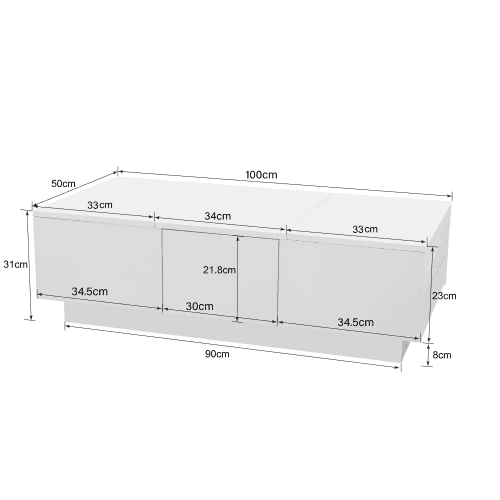 White High Gloss Coffee Table with Hidden Storage - image 4